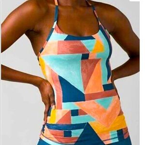 prAna LIQUEUR SEAGLASS GEOMETRIC WANDER OFTEN RACERBACK YOGA WORKOUT
